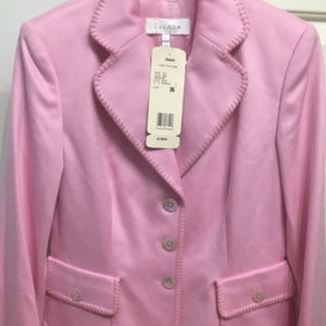 Escada Jacket.  Pink blanket stitch cashmere.
